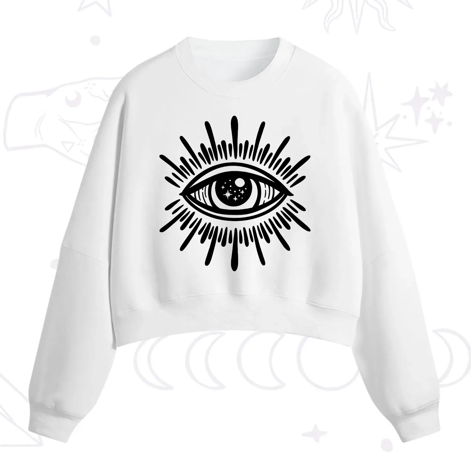 Purplehecate Evil Eye Fleece Cropped Sweatshirt