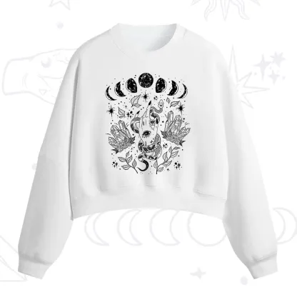 Purplehecate Reach For The Moon Fleece Cropped Sweatshirt