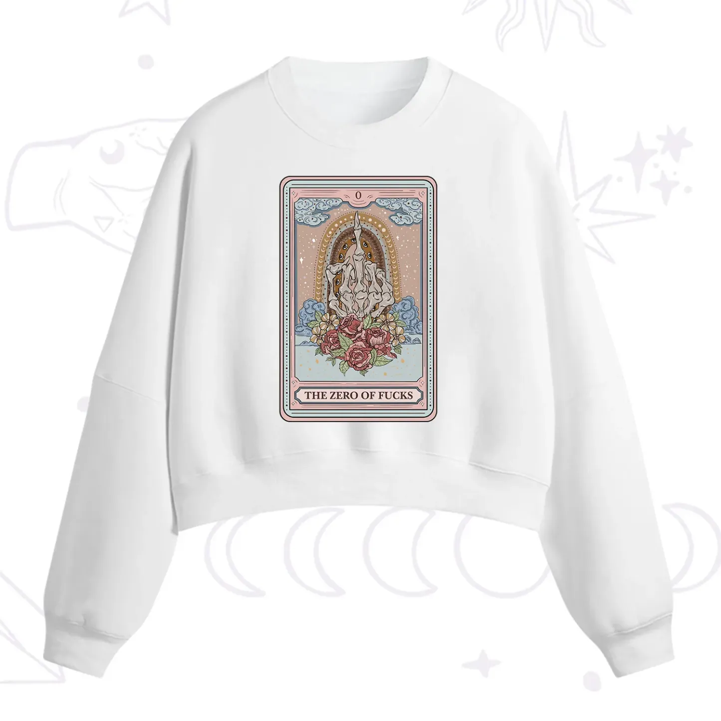Purplehecate The Zero Of Fucks Tarot Fleece Cropped Sweatshirt