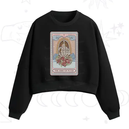 Purplehecate The Zero Of Fucks Tarot Fleece Cropped Sweatshirt