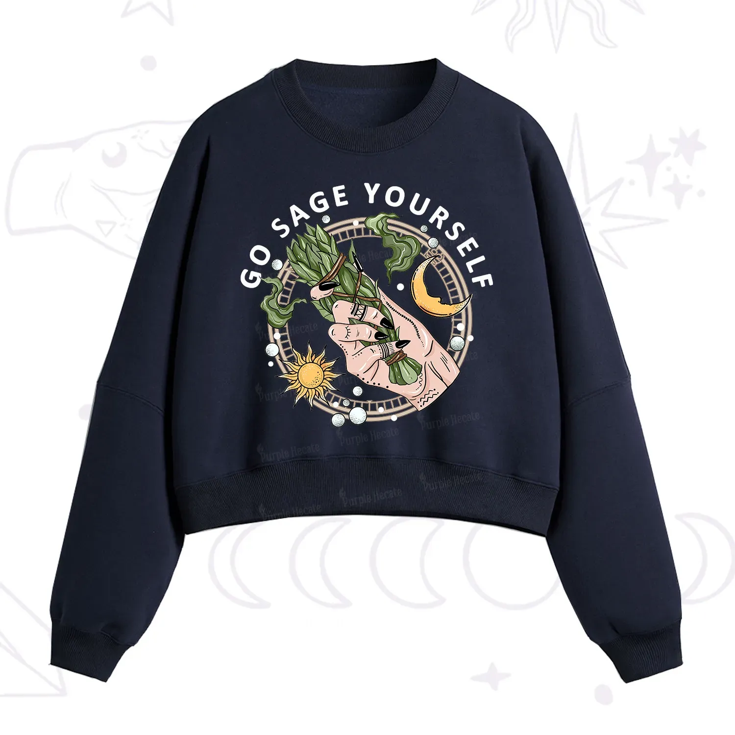 Purplehecate Go Sage Yourself Fleece Cropped Sweatshirt