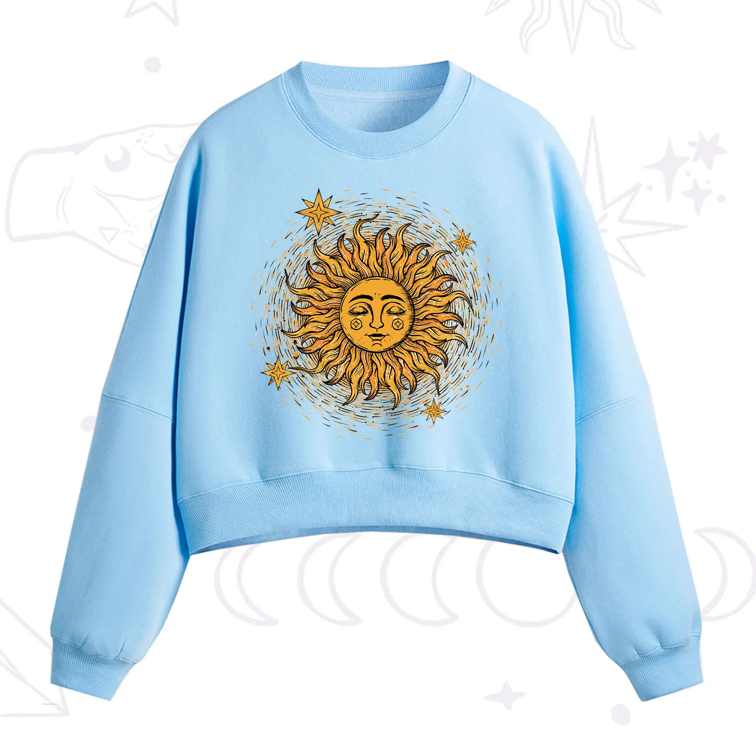 Purplehecate Celestial Sun Fleece Cropped Sweatshirt