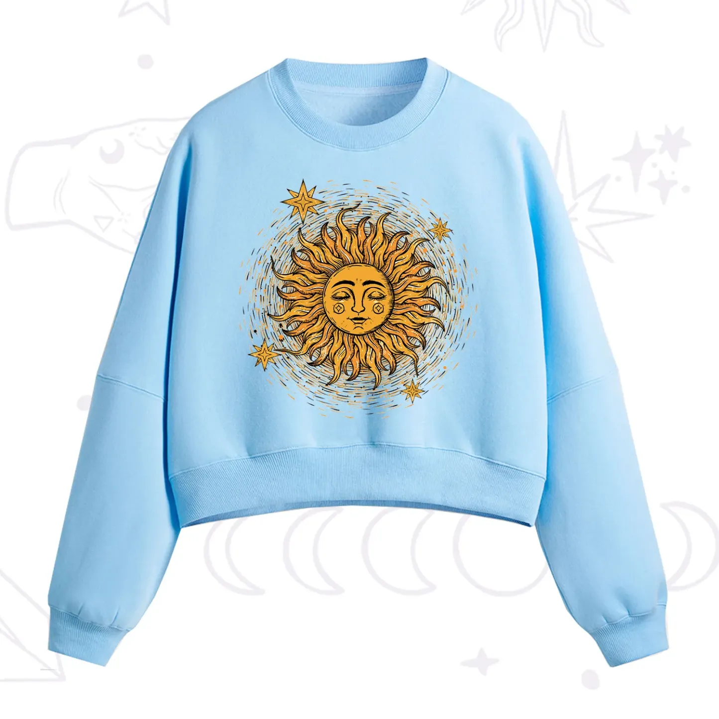 Purplehecate Celestial Sun Fleece Cropped Sweatshirt