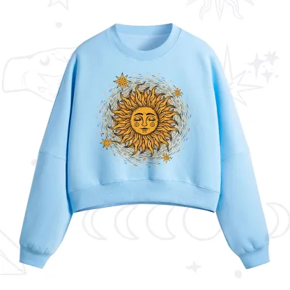 Purplehecate Celestial Sun Fleece Cropped Sweatshirt