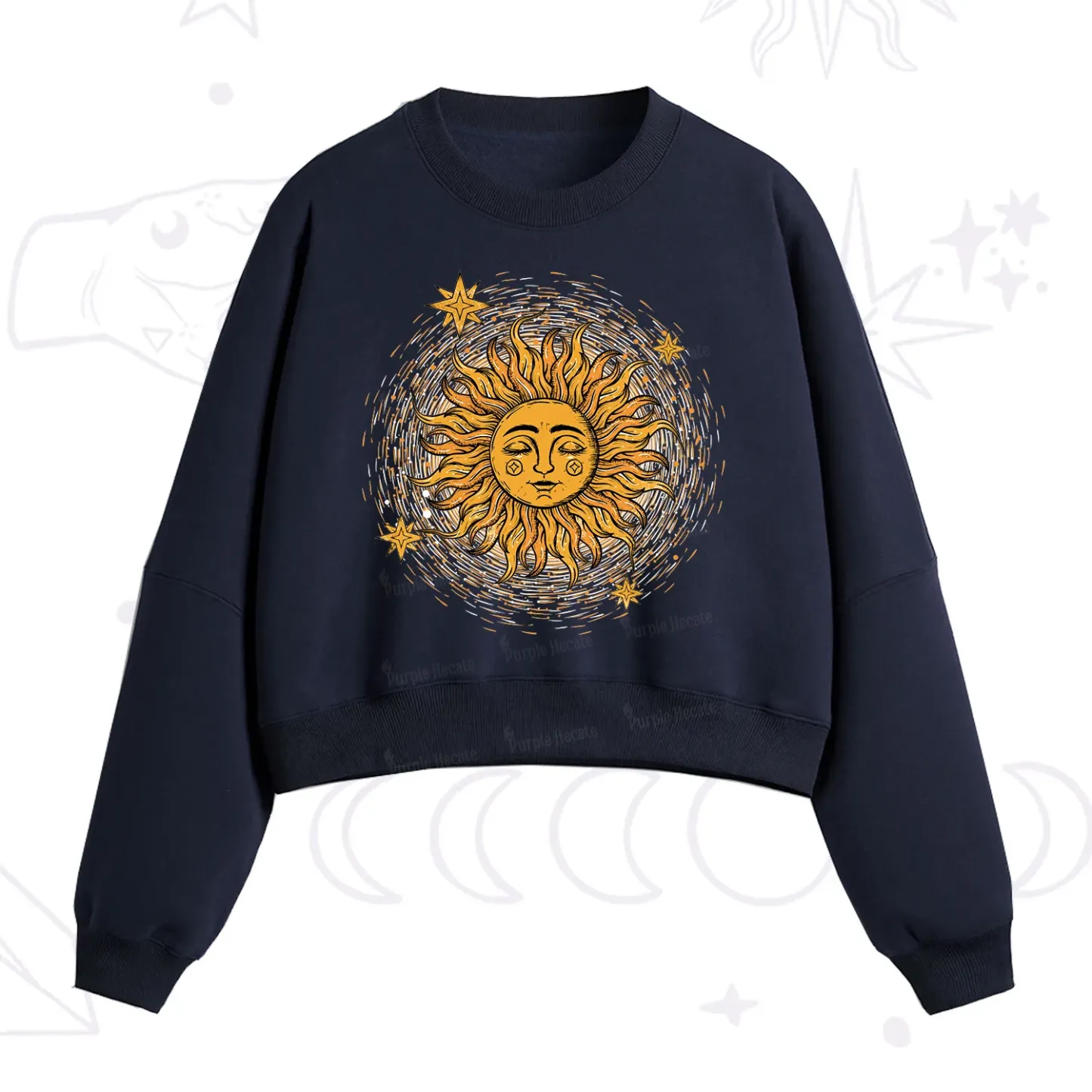 Purplehecate Celestial Sun Fleece Cropped Sweatshirt