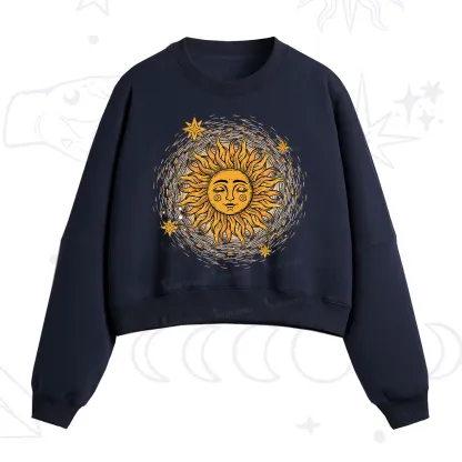 Purplehecate Celestial Sun Fleece Cropped Sweatshirt