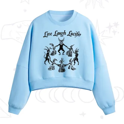 Purplehecate Live Laugh Lucifer Fleece Cropped Sweatshirt