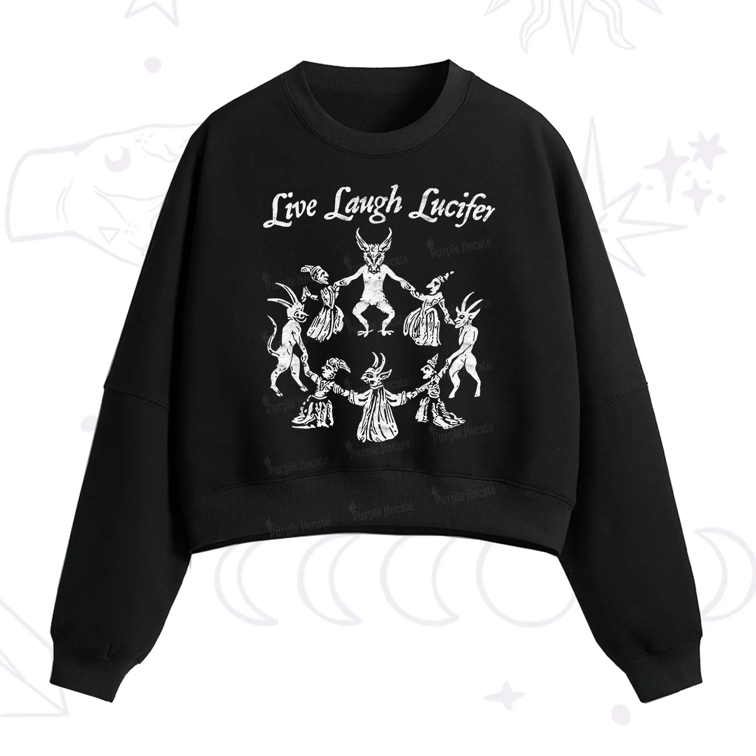 Purplehecate Live Laugh Lucifer Fleece Cropped Sweatshirt
