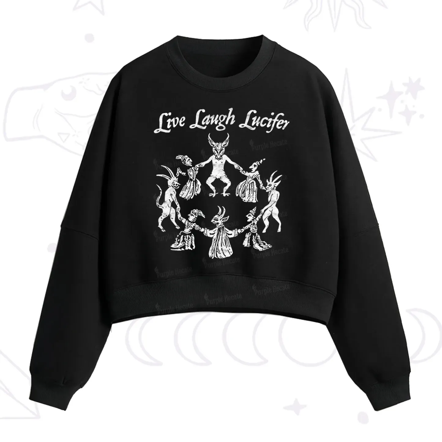 Purplehecate Live Laugh Lucifer Fleece Cropped Sweatshirt