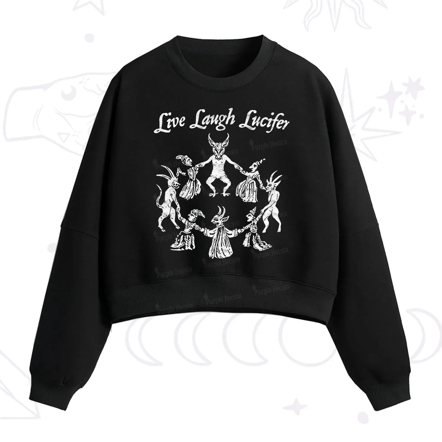 Purplehecate Live Laugh Lucifer Fleece Cropped Sweatshirt