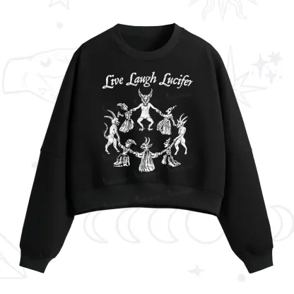Purplehecate Live Laugh Lucifer Fleece Cropped Sweatshirt