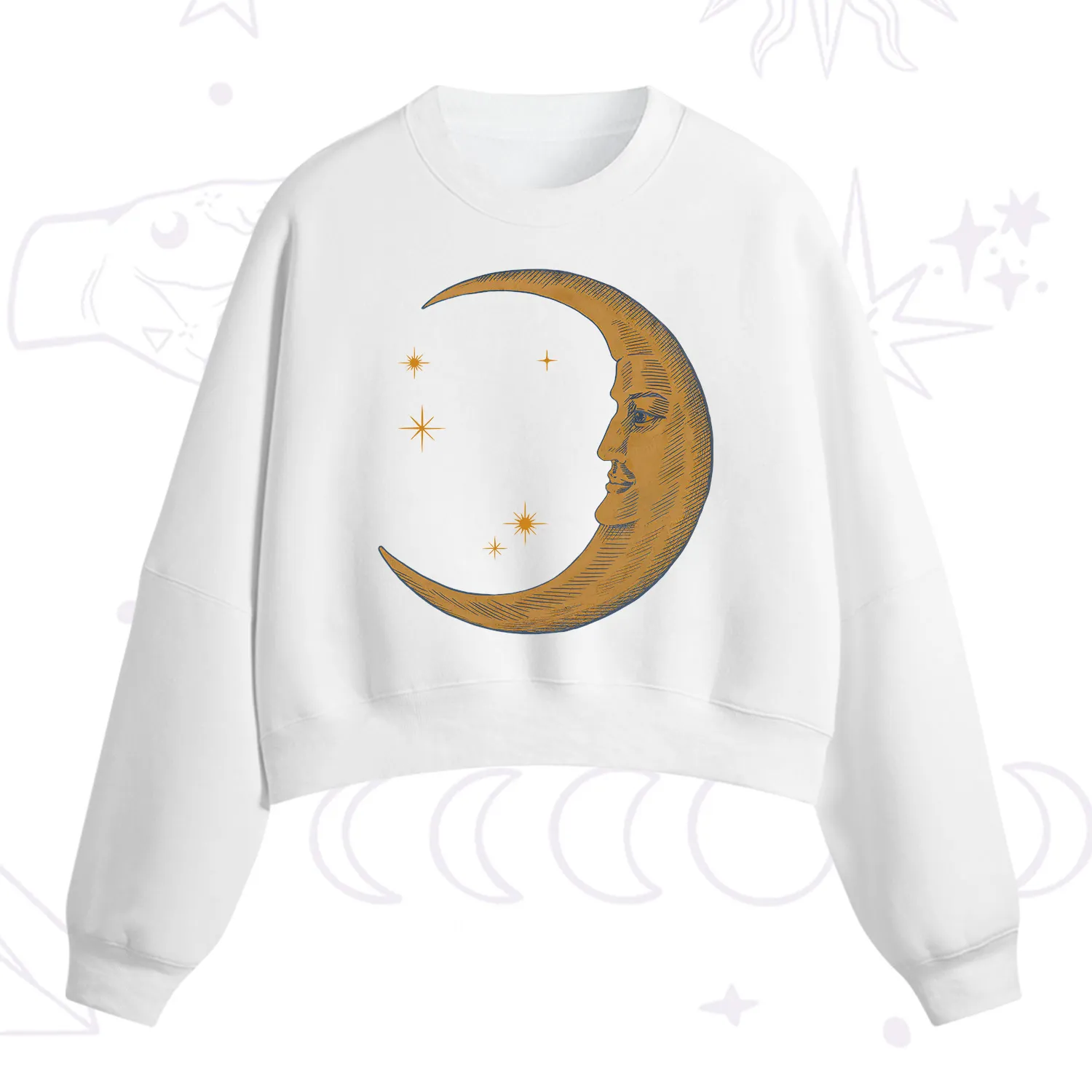 Purplehecate Celestial Moon Fleece Cropped Sweatshirt