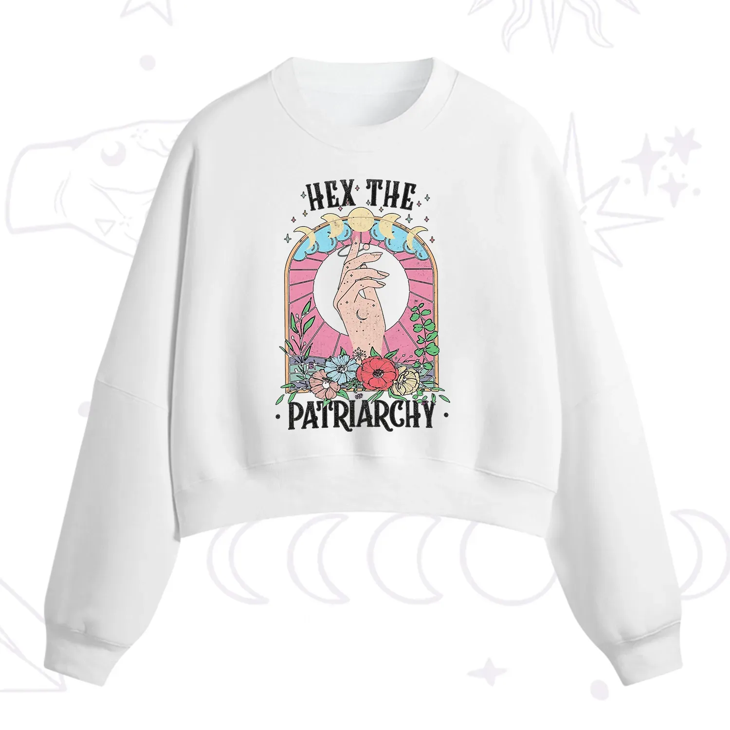 Purplehecate Hex The Patriarchy Fleece Cropped Sweatshirt