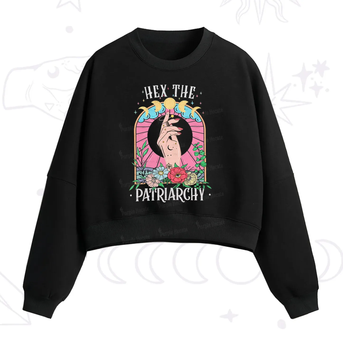 Purplehecate Hex The Patriarchy Fleece Cropped Sweatshirt