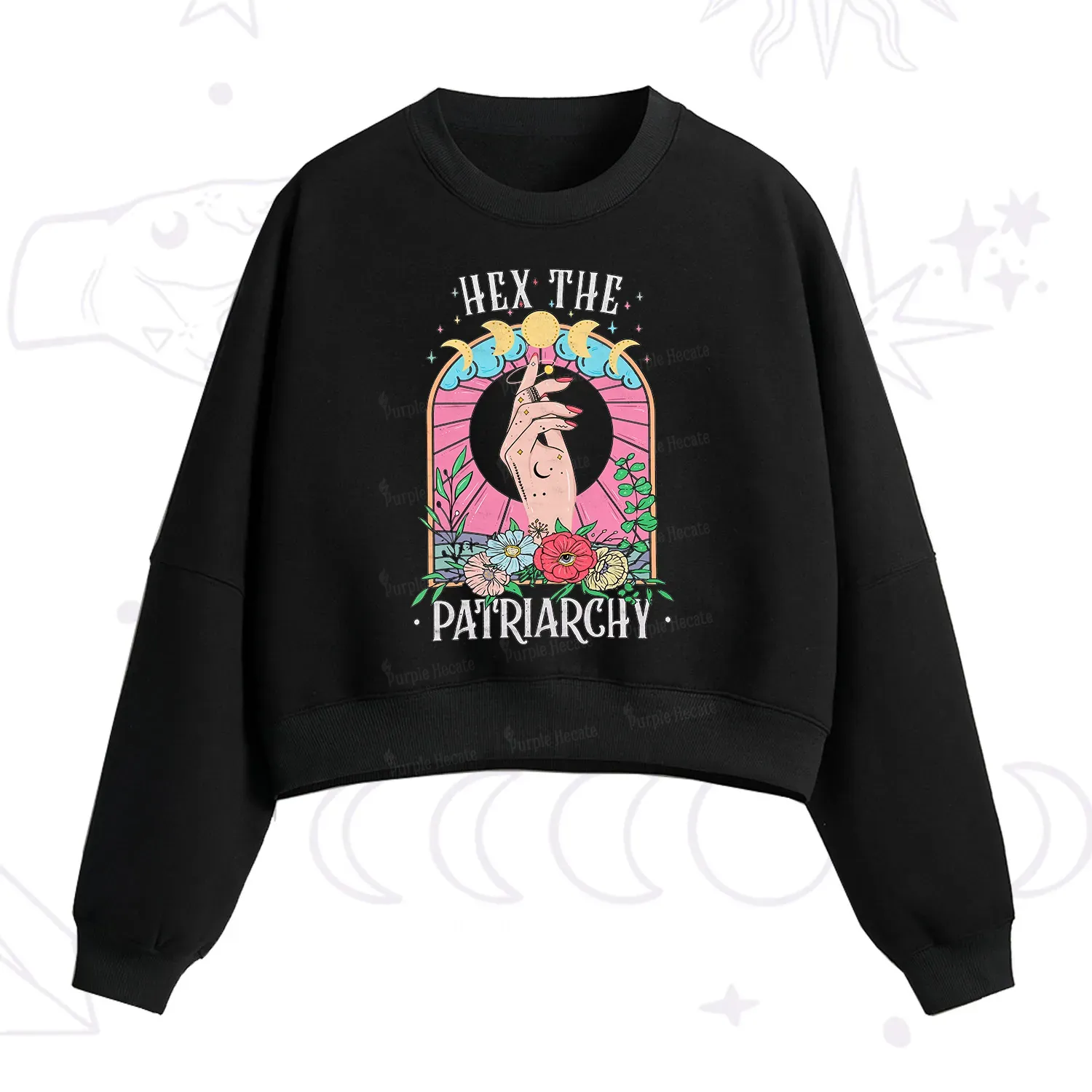 Purplehecate Hex The Patriarchy Fleece Cropped Sweatshirt