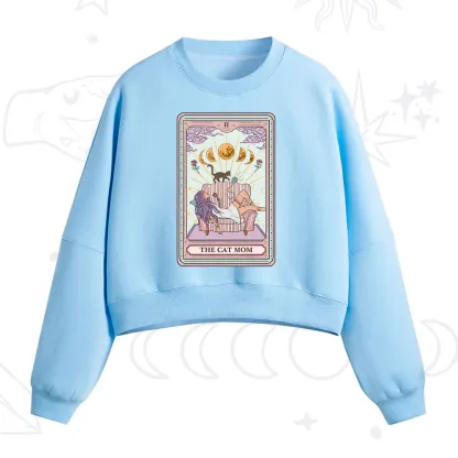 Purplehecate The Cat Mom Tarot Fleece Cropped Sweatshirt