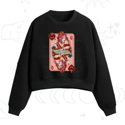 Purplehecate Queen of Hearts Fleece Cropped Sweatshirt