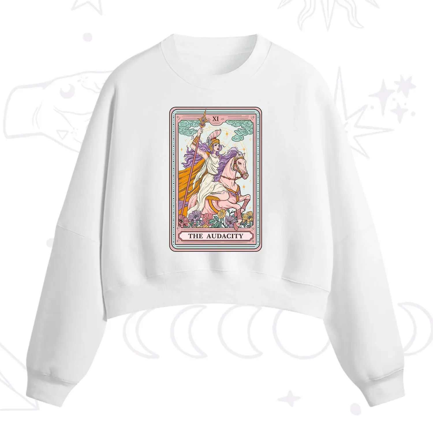 Purplehecate The Audacity Tarot Card Fleece Cropped Sweatshirt
