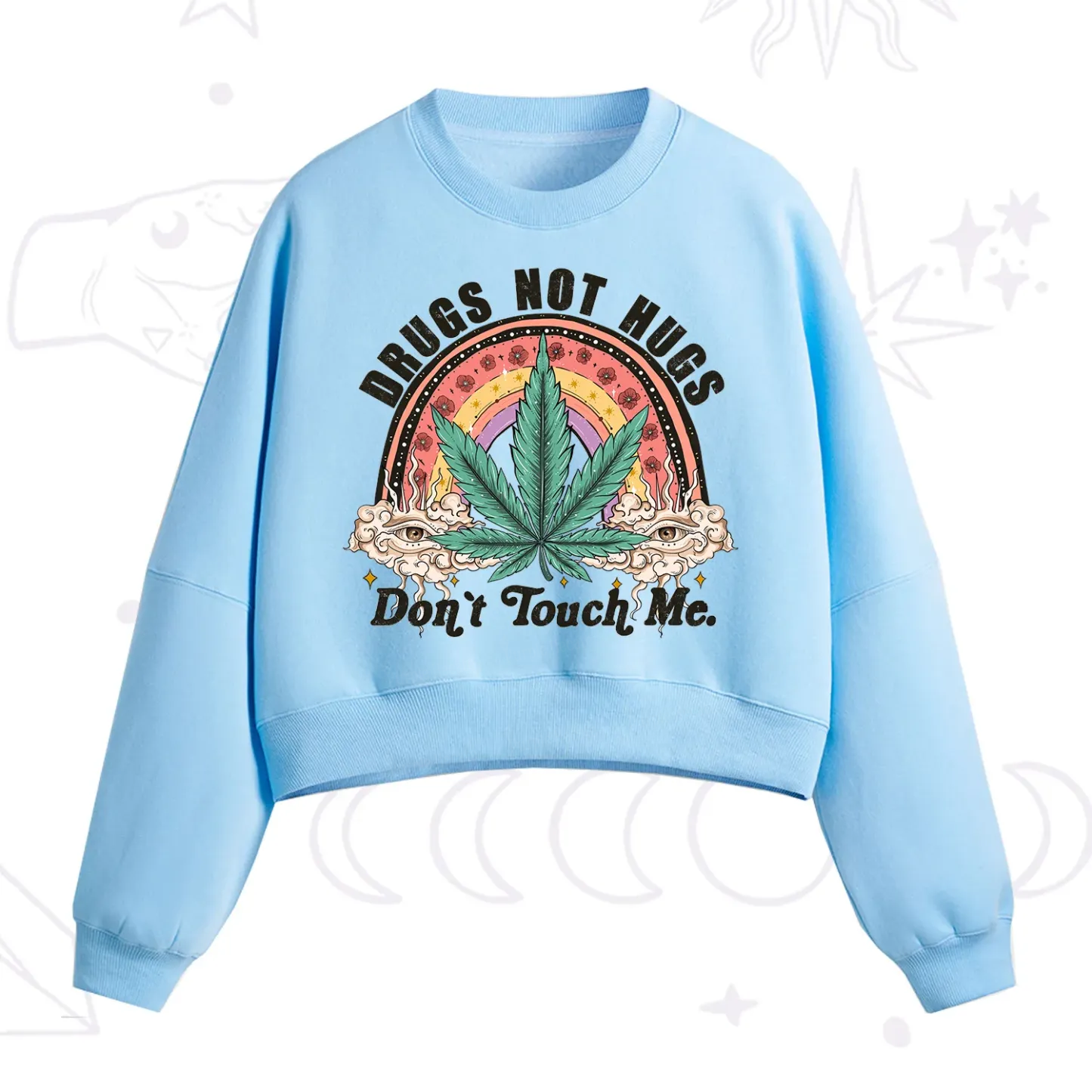 Purplehecate Drugs Not Hugs Fleece Cropped Sweatshirt