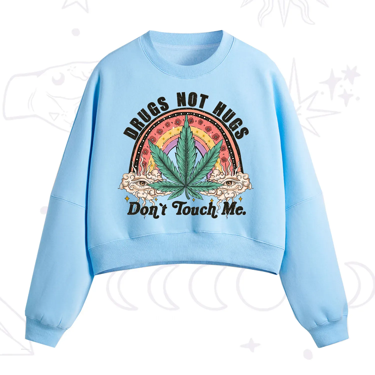 Purplehecate Drugs Not Hugs Fleece Cropped Sweatshirt