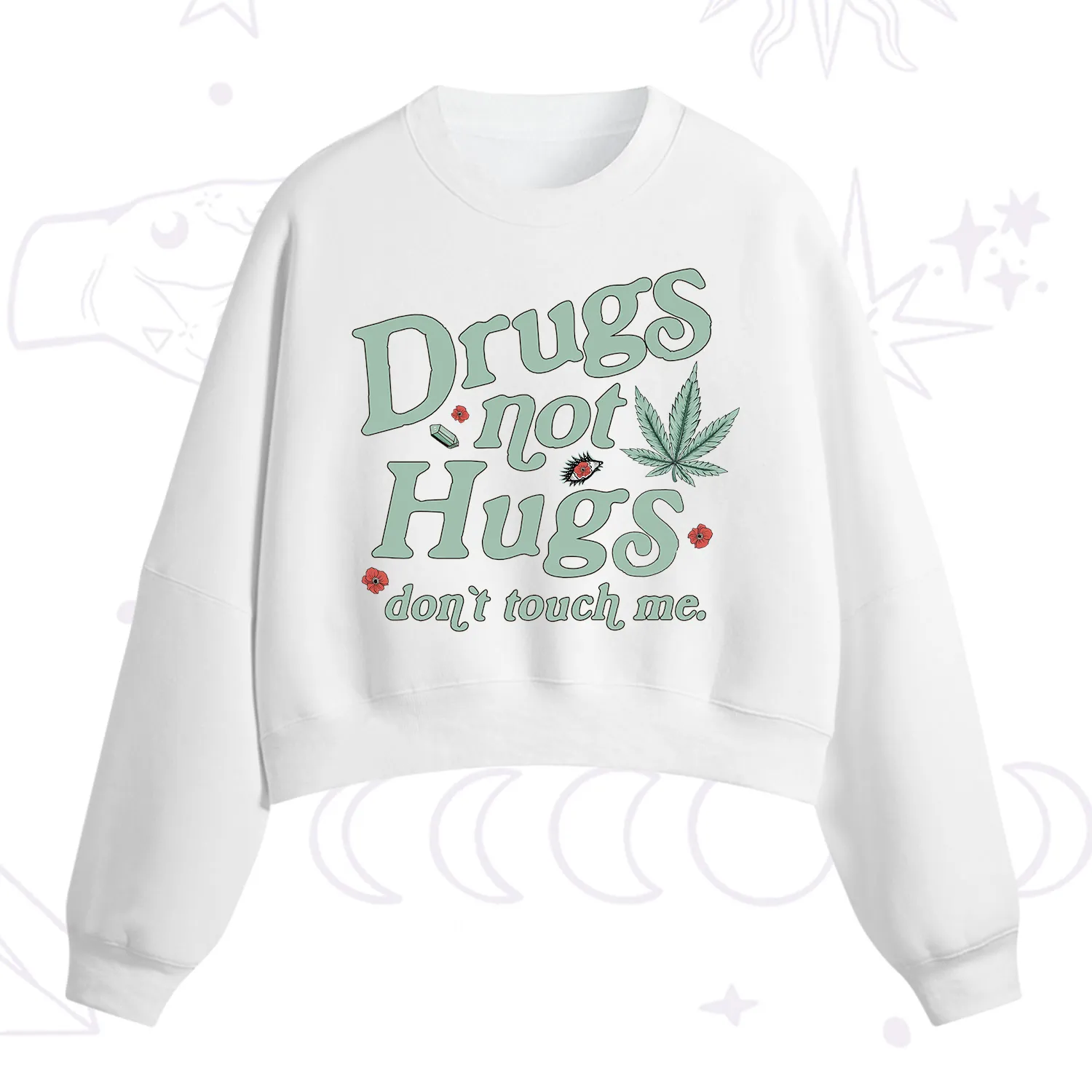 Purplehecate Sarcastic Weed Fleece Cropped Sweatshirt