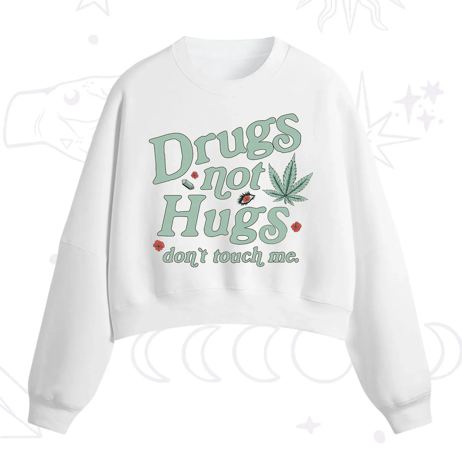 Purplehecate Sarcastic Weed Fleece Cropped Sweatshirt