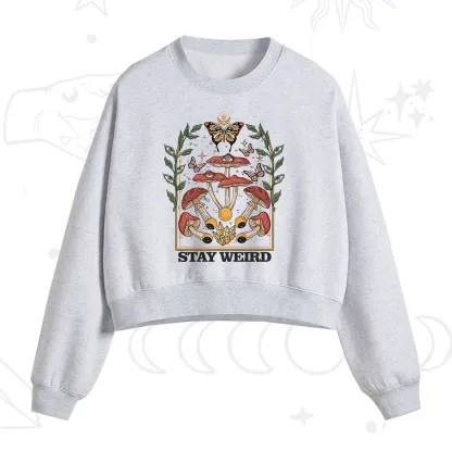 Purplehecate Stay Weird Fleece Cropped Sweatshirt
