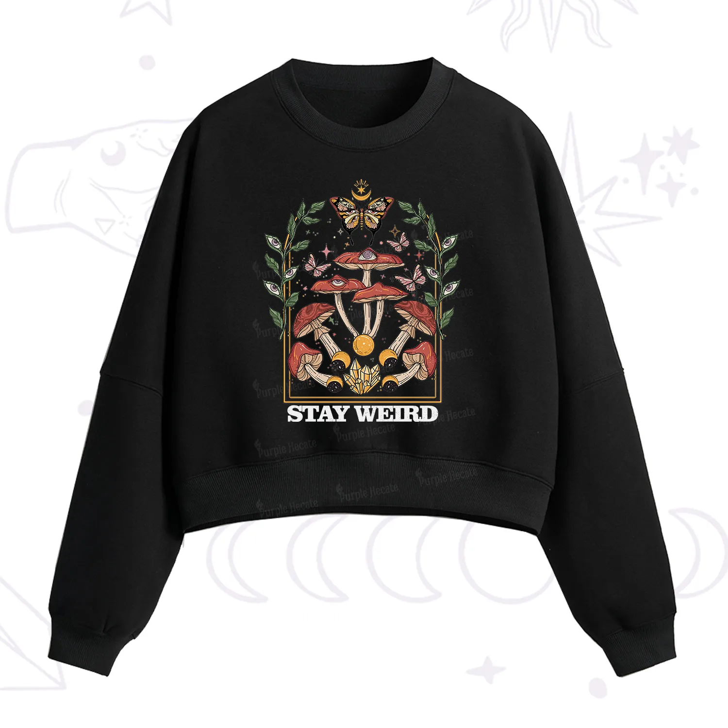 Purplehecate Stay Weird Fleece Cropped Sweatshirt