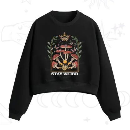 Purplehecate Stay Weird Fleece Cropped Sweatshirt