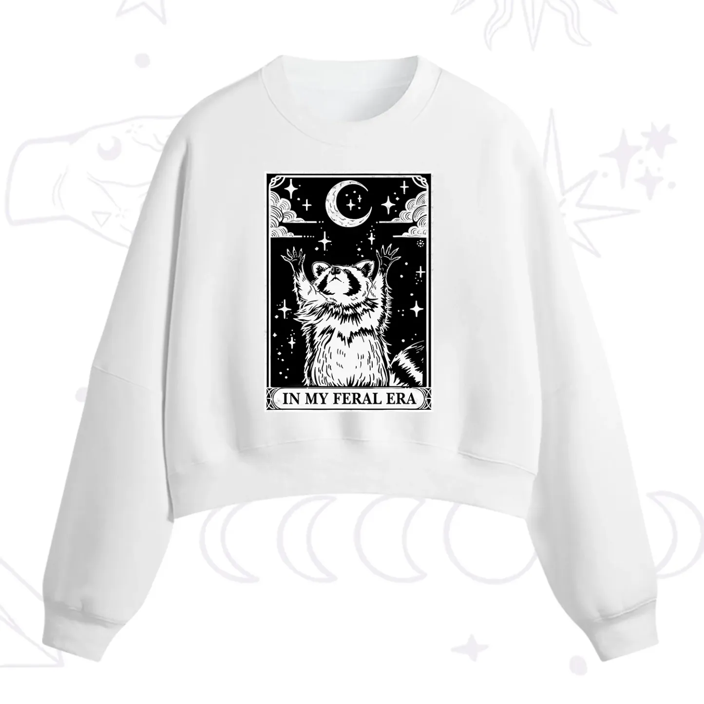 Purplehecate The In My Feral Era Oracle Card Fleece Cropped Sweatshirt