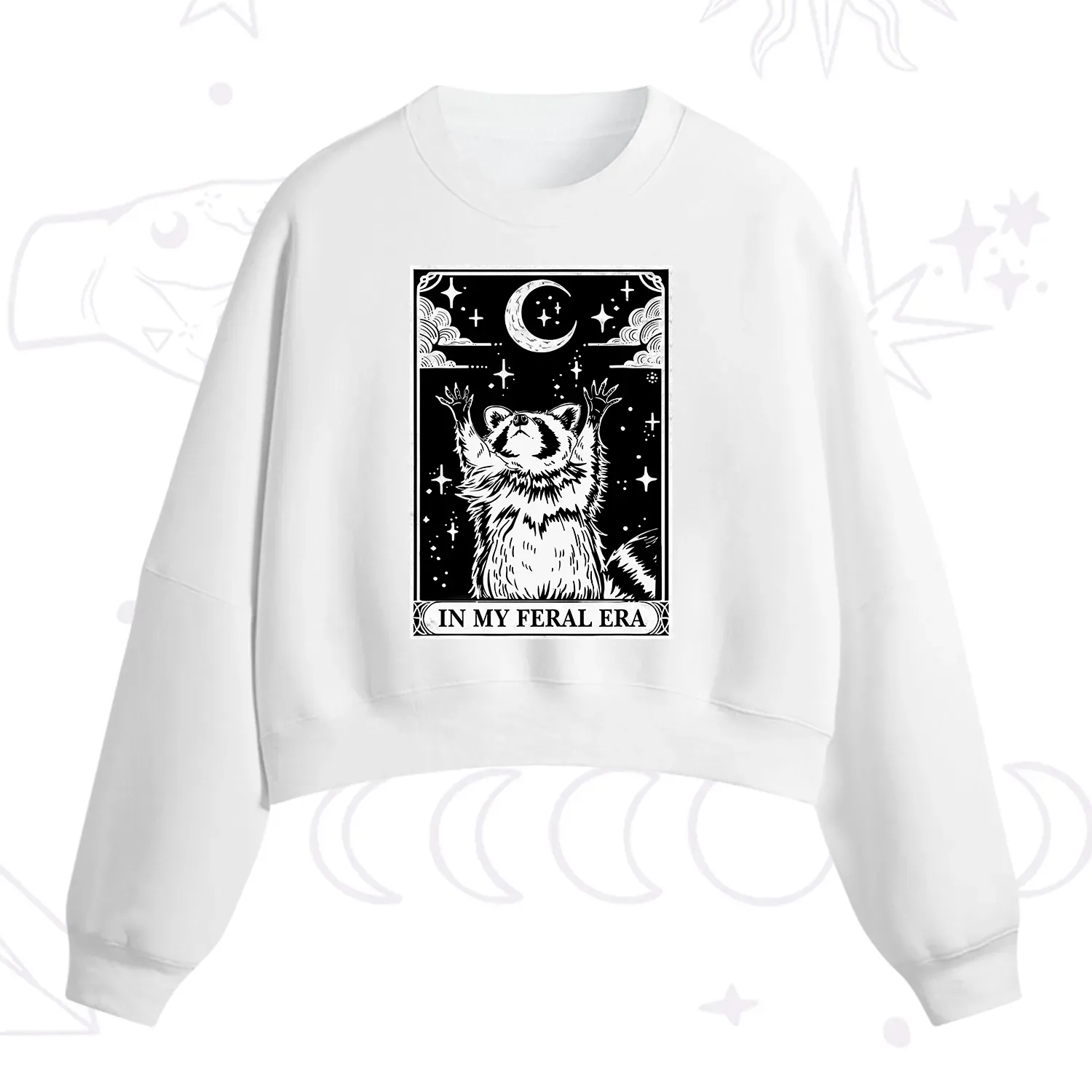 Purplehecate The In My Feral Era Oracle Card Fleece Cropped Sweatshirt