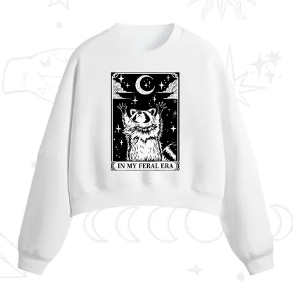 Purplehecate The In My Feral Era Oracle Card Fleece Cropped Sweatshirt