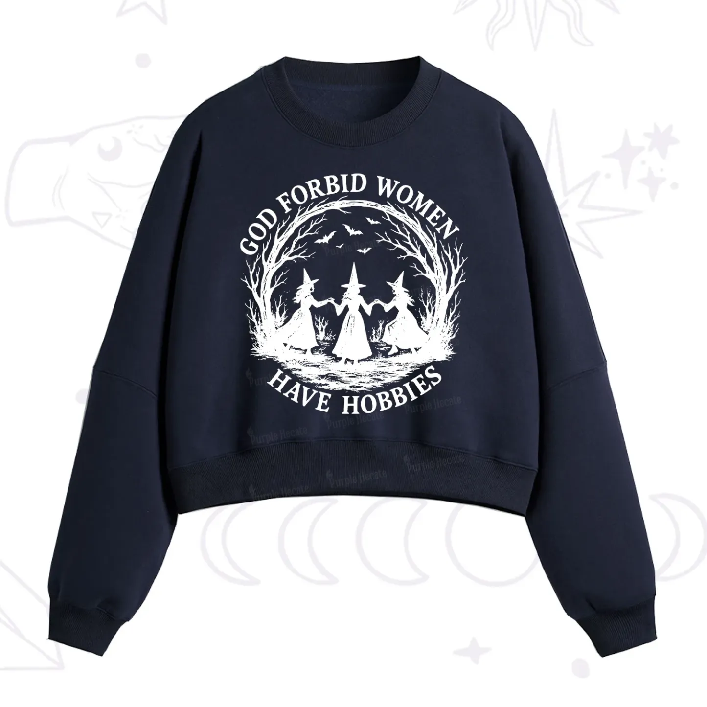 Purplehecate God Forbid Women Have Hobbies Fleece Cropped Sweatshirt