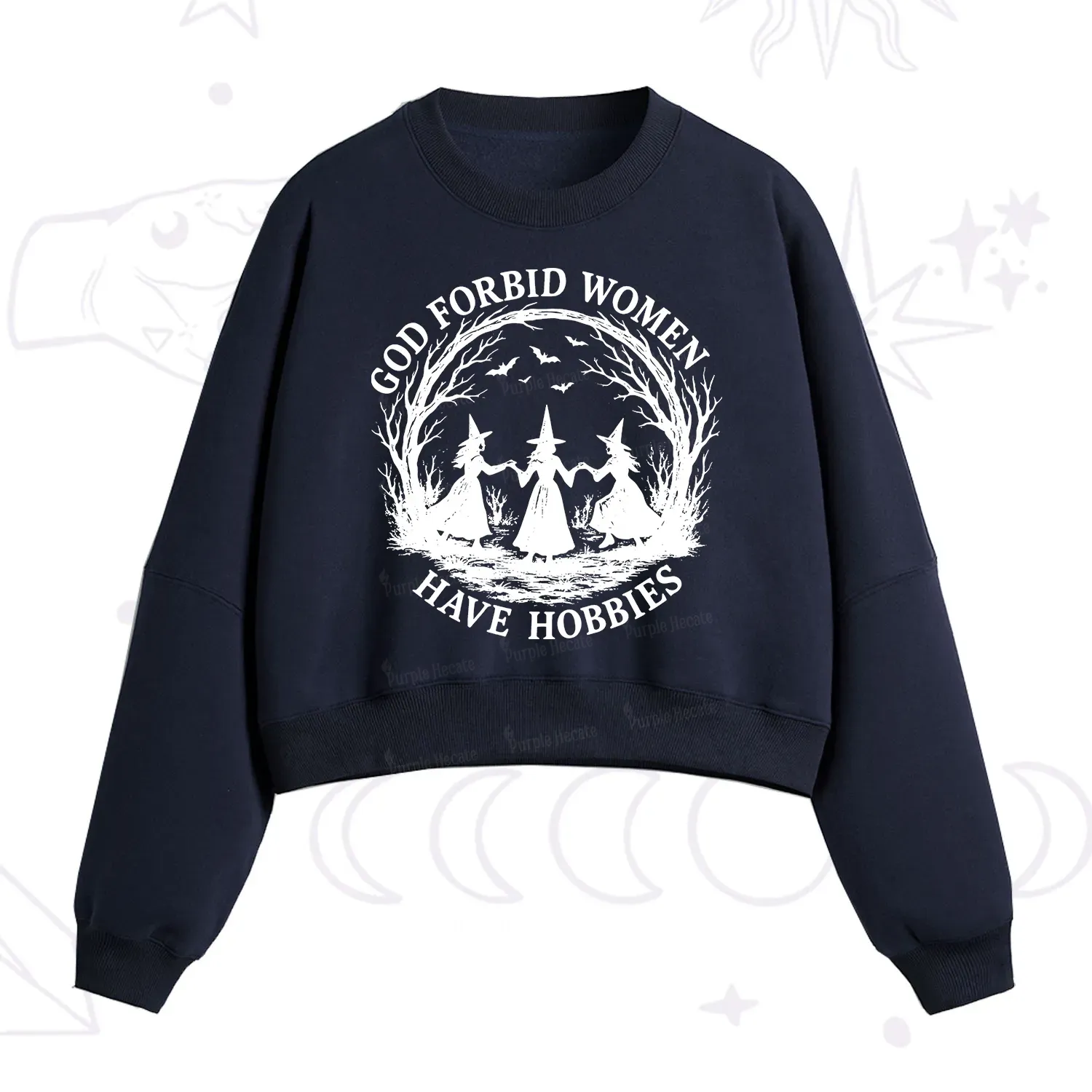 Purplehecate God Forbid Women Have Hobbies Fleece Cropped Sweatshirt
