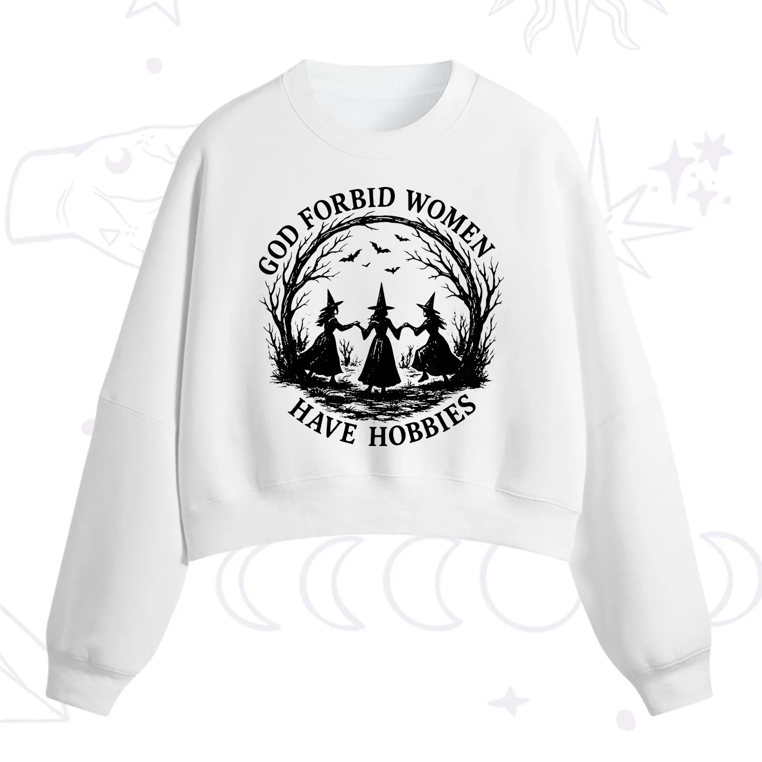 Purplehecate God Forbid Women Have Hobbies Fleece Cropped Sweatshirt