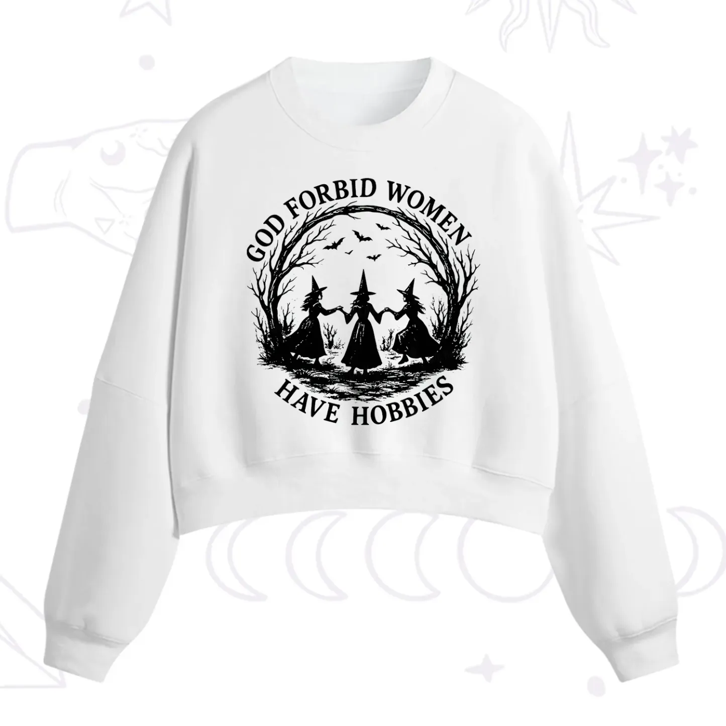 Purplehecate God Forbid Women Have Hobbies Fleece Cropped Sweatshirt