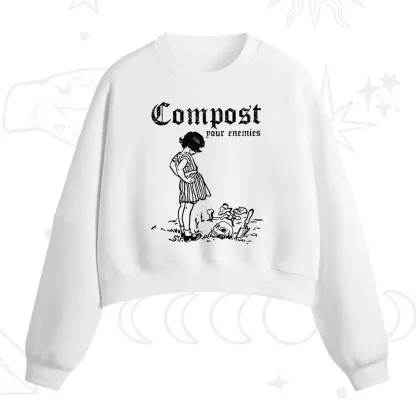 Purplehecate Compost Your Enemies Fleece Cropped Sweatshirt