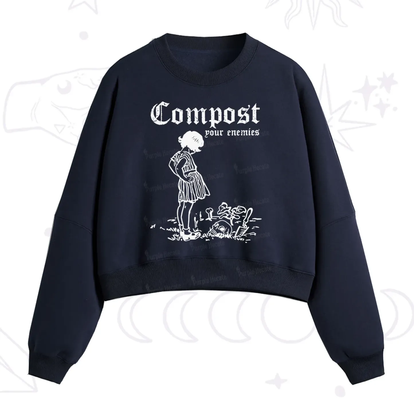 Purplehecate Compost Your Enemies Fleece Cropped Sweatshirt