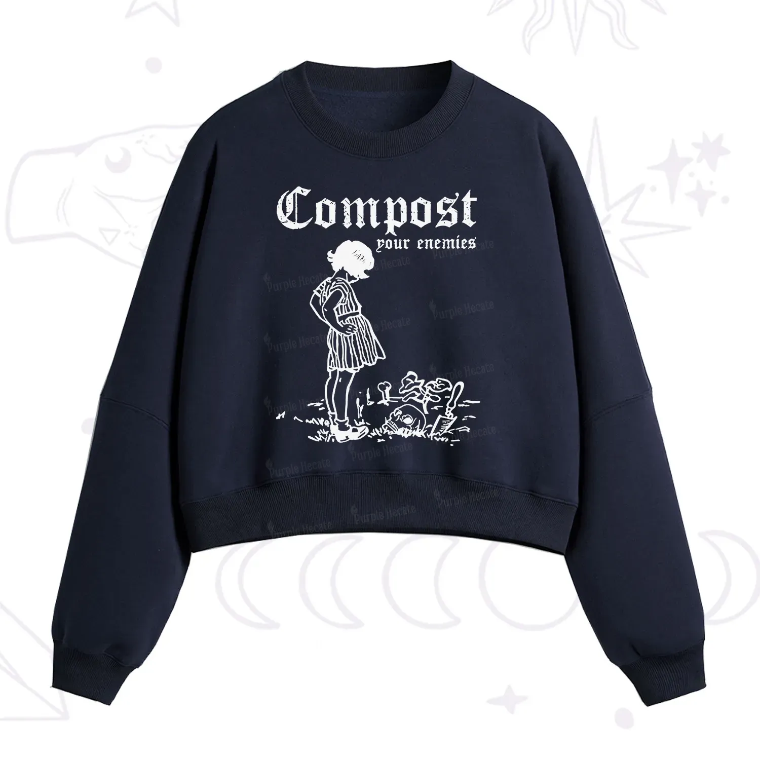 Purplehecate Compost Your Enemies Fleece Cropped Sweatshirt