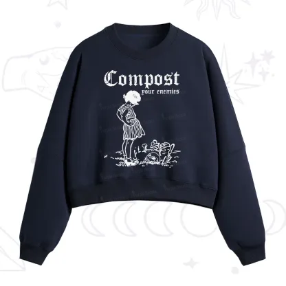 Purplehecate Compost Your Enemies Fleece Cropped Sweatshirt