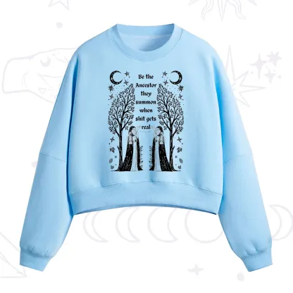 Purplehecate Be The Ancestor They Summon When Shit Gets Real Fleece Cropped Sweatshirt