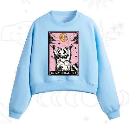Purplehecate The In My Feral Era Tarot Raccoon Fleece Cropped Sweatshirt