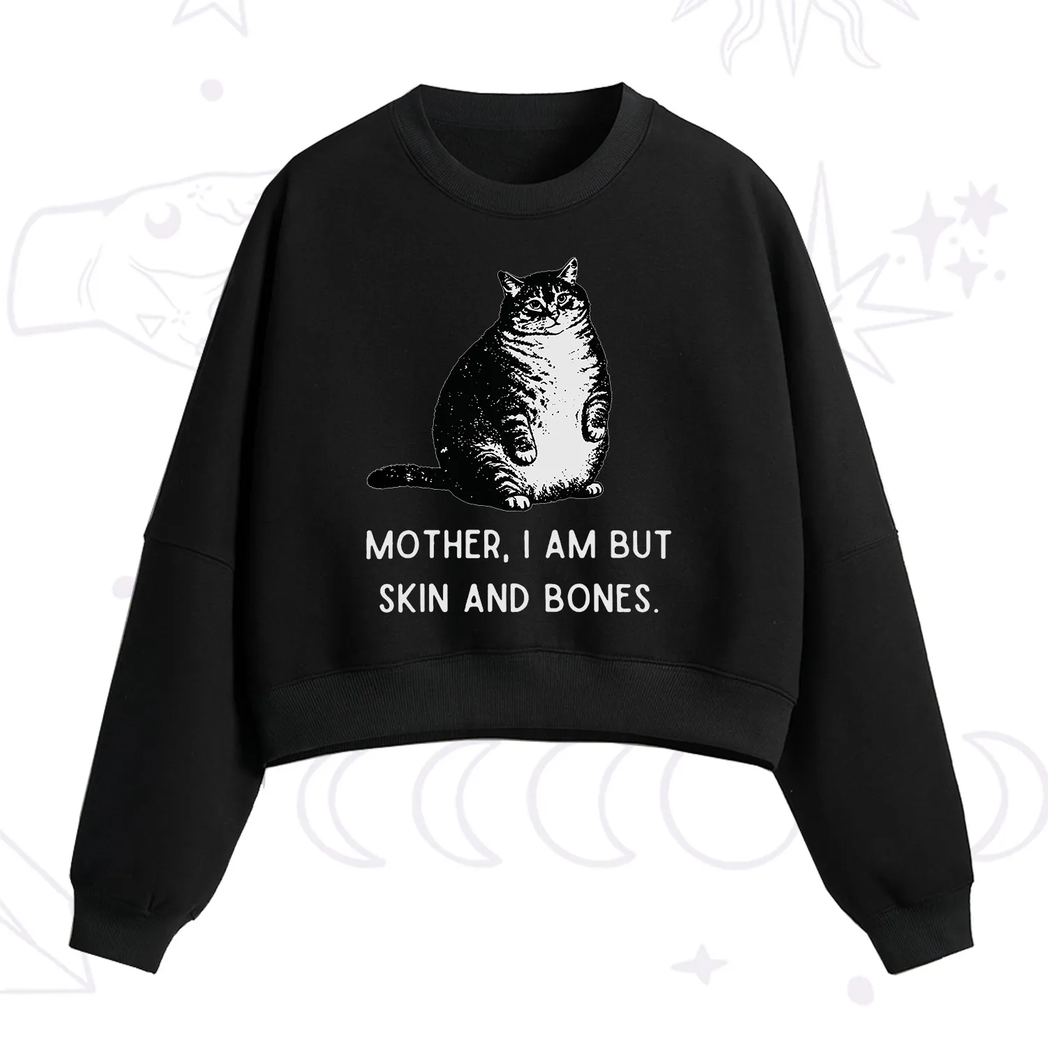 Purplehecate Cat Mother I Am But Skin And Bones Fleece Cropped Sweatshirt