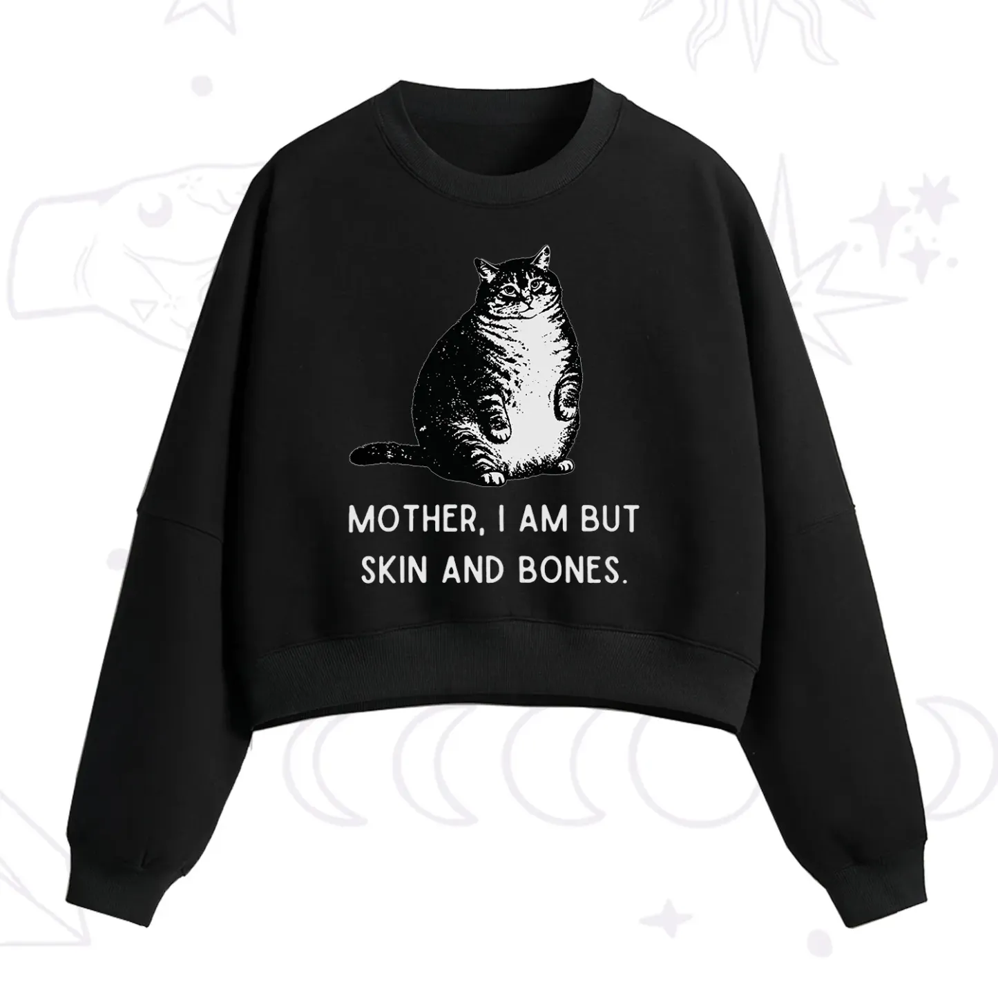 Purplehecate Cat Mother I Am But Skin And Bones Fleece Cropped Sweatshirt