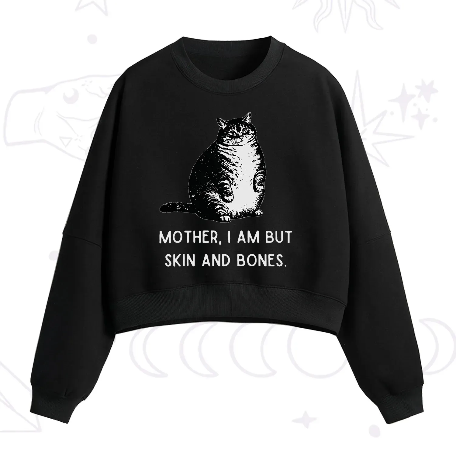 Purplehecate Cat Mother I Am But Skin And Bones Fleece Cropped Sweatshirt