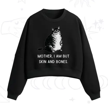 Purplehecate Cat Mother I Am But Skin And Bones Fleece Cropped Sweatshirt