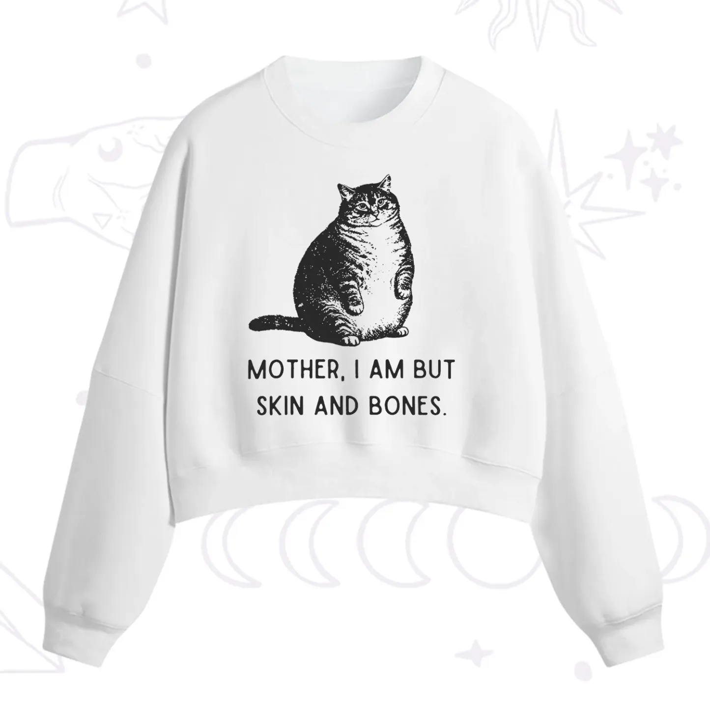 Purplehecate Cat Mother I Am But Skin And Bones Fleece Cropped Sweatshirt