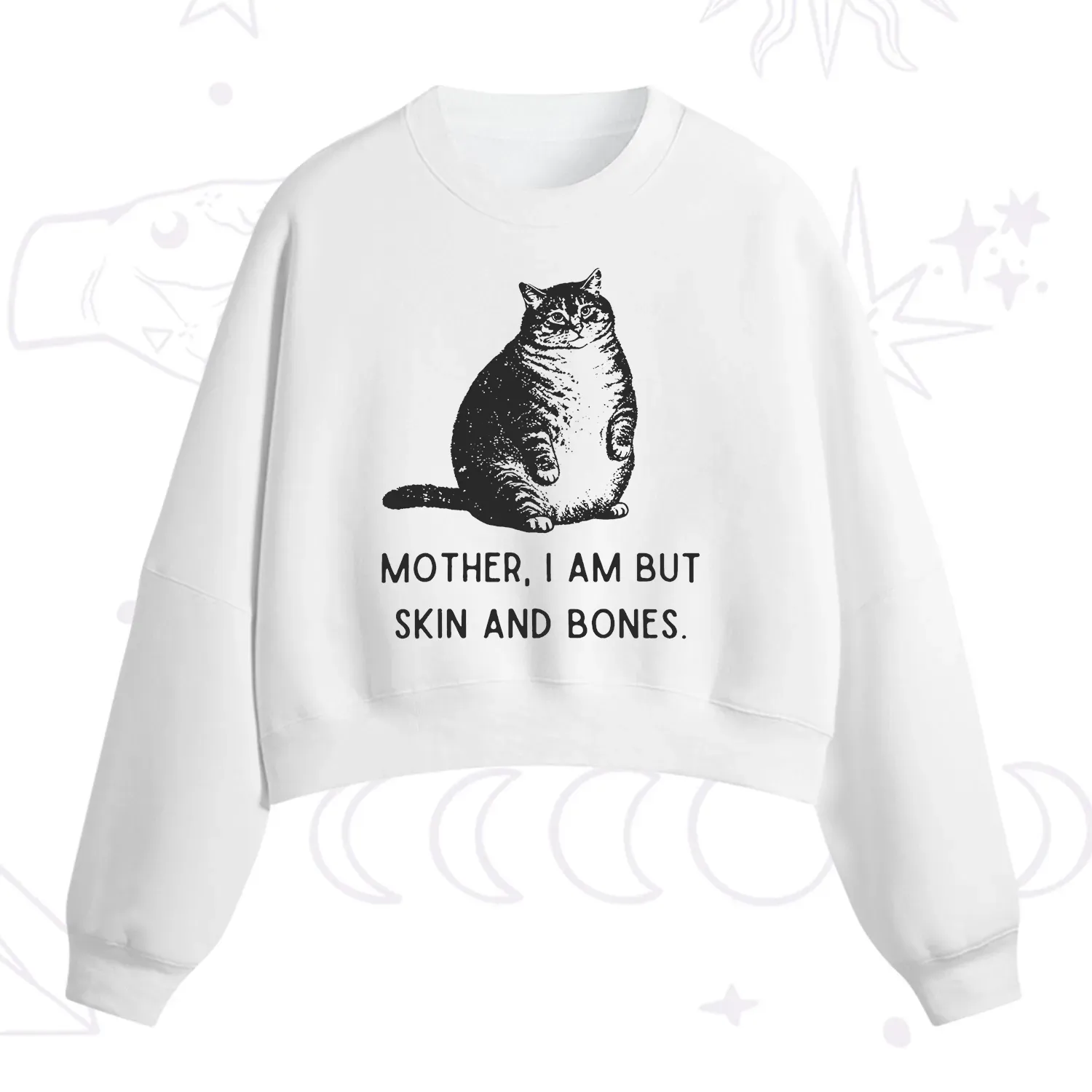 Purplehecate Cat Mother I Am But Skin And Bones Fleece Cropped Sweatshirt