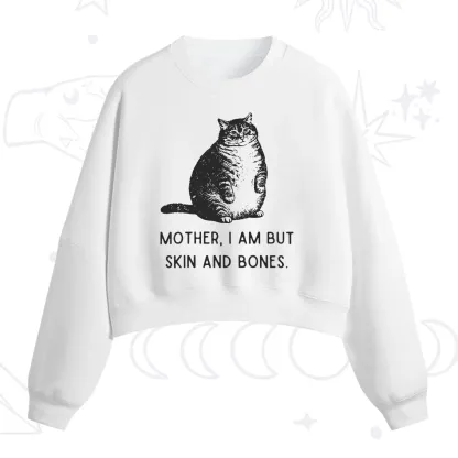 Purplehecate Cat Mother I Am But Skin And Bones Fleece Cropped Sweatshirt