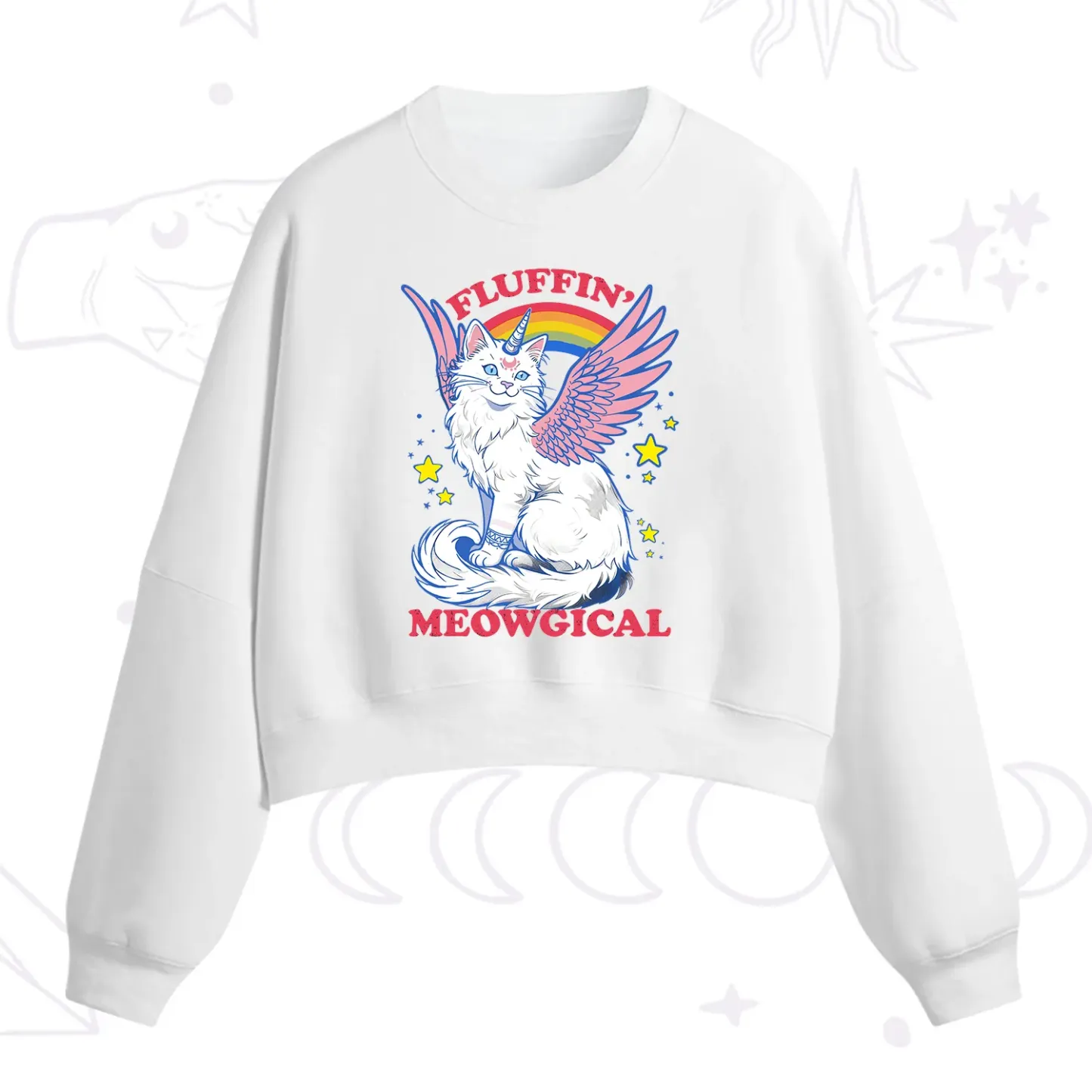 Purplehecate Fluffin Meowgical Fleece Cropped Sweatshirt